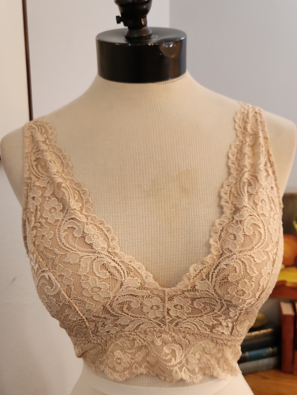 Smart & Sexy Beige Nude Lace Padded Bralette Stretchy Layering Feminine Coquette